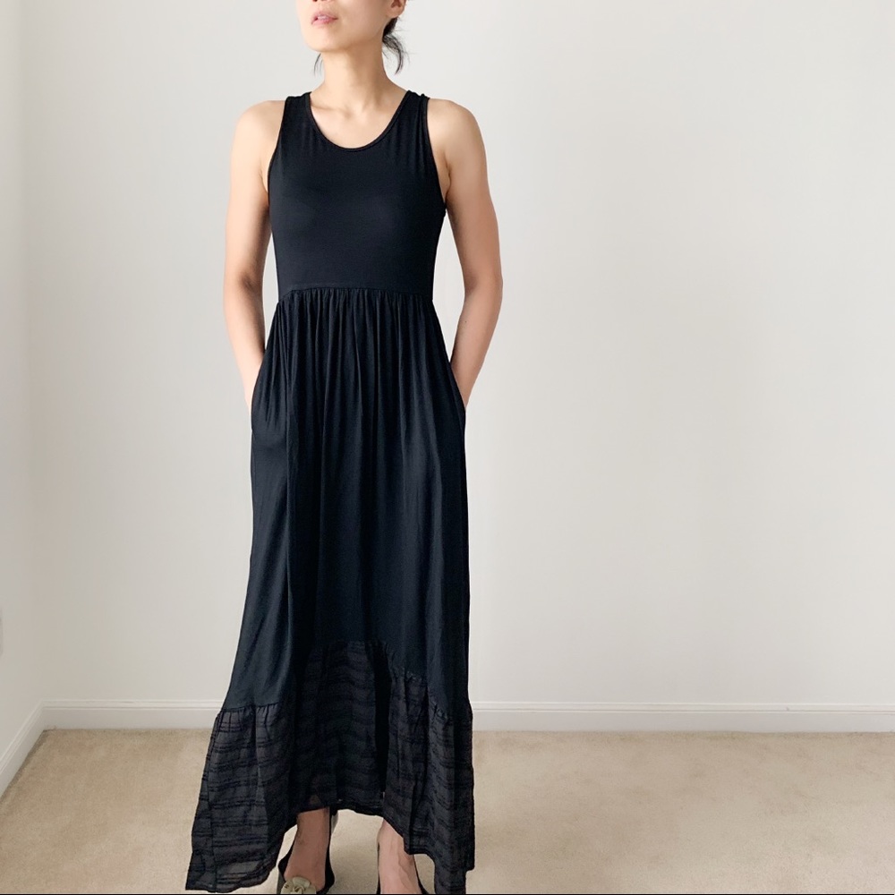 BOHO RUFFLES MAXI DRESS WITH POCKETS - BLACK - Picture 7 of 10